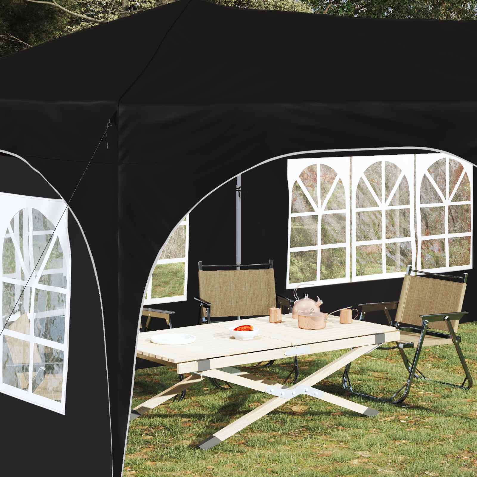 Pop-up Feesttent Zwart 575 x 288 x 245 cm Oxford Stof is nu te koop bij PeponiXL, paradijselijk wonen!