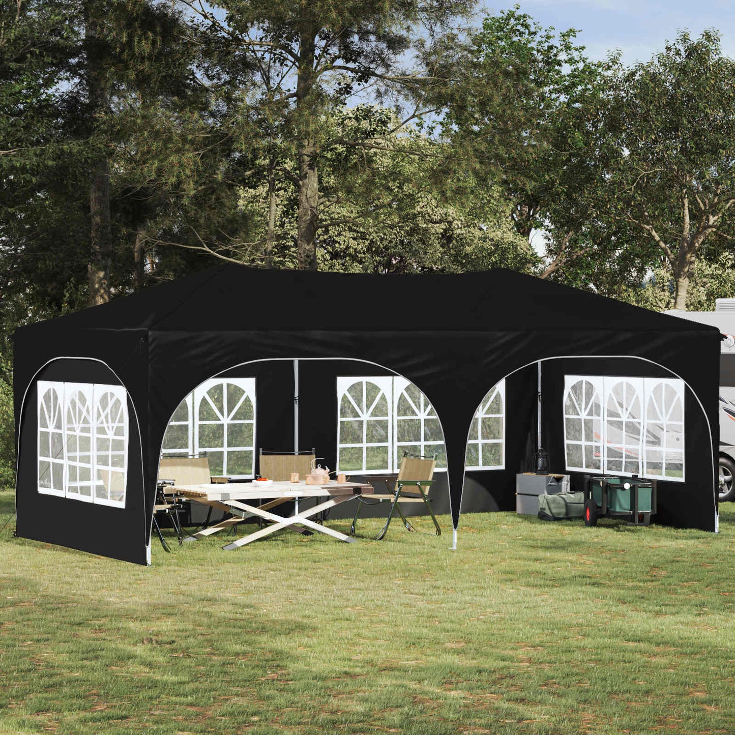 Pop-up Feesttent Zwart 575 x 288 x 245 cm Oxford Stof is nu te koop bij PeponiXL, paradijselijk wonen!