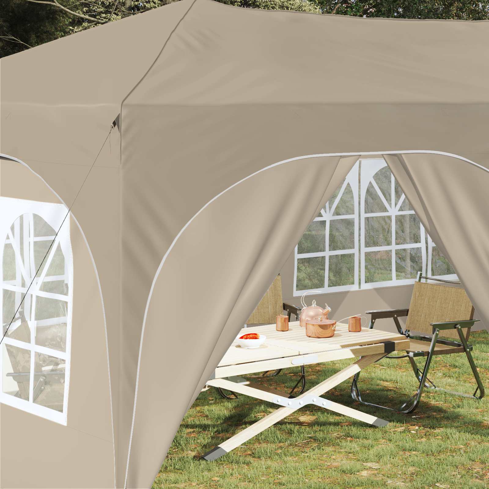 Pop-up Feesttent Crème 575 x 288 x 245 cm Oxford Stof is nu te koop bij PeponiXL, paradijselijk wonen!