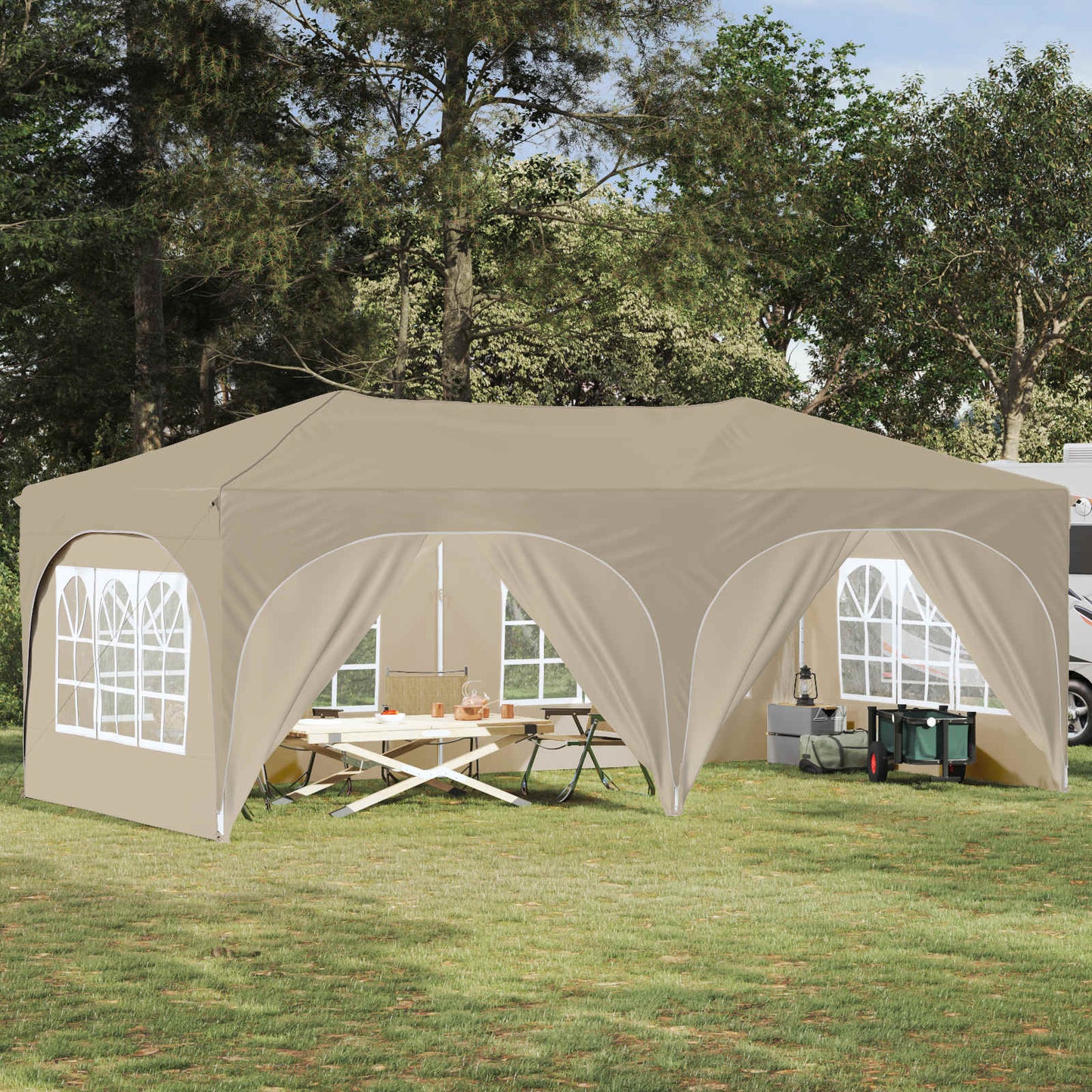 Pop-up Feesttent Crème 575 x 288 x 245 cm Oxford Stof is nu te koop bij PeponiXL, paradijselijk wonen!