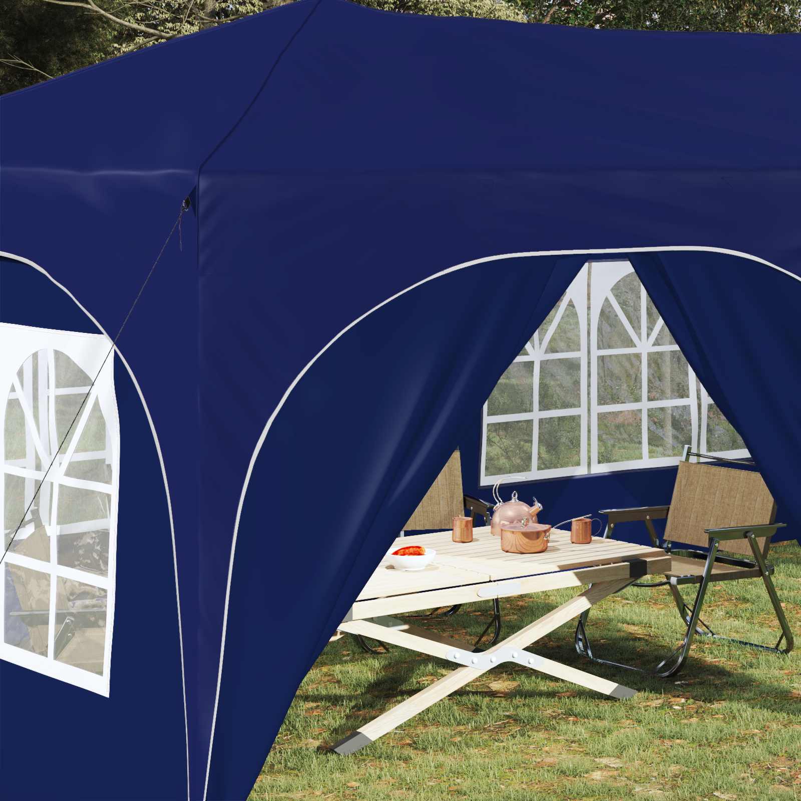 Pop-up Feesttent Blauw 575 x 288 x 245 cm Oxford Stof is nu te koop bij PeponiXL, paradijselijk wonen!