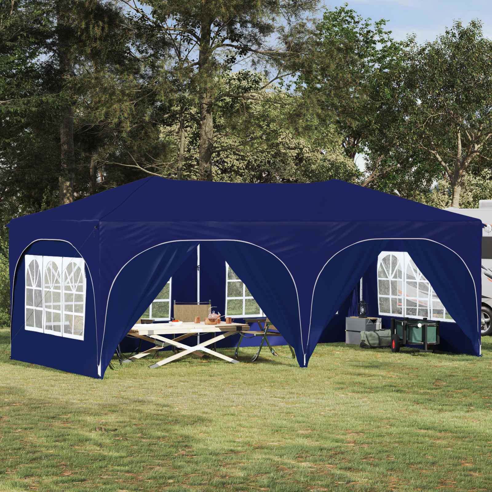 Pop-up Feesttent Blauw 575 x 288 x 245 cm Oxford Stof is nu te koop bij PeponiXL, paradijselijk wonen!
