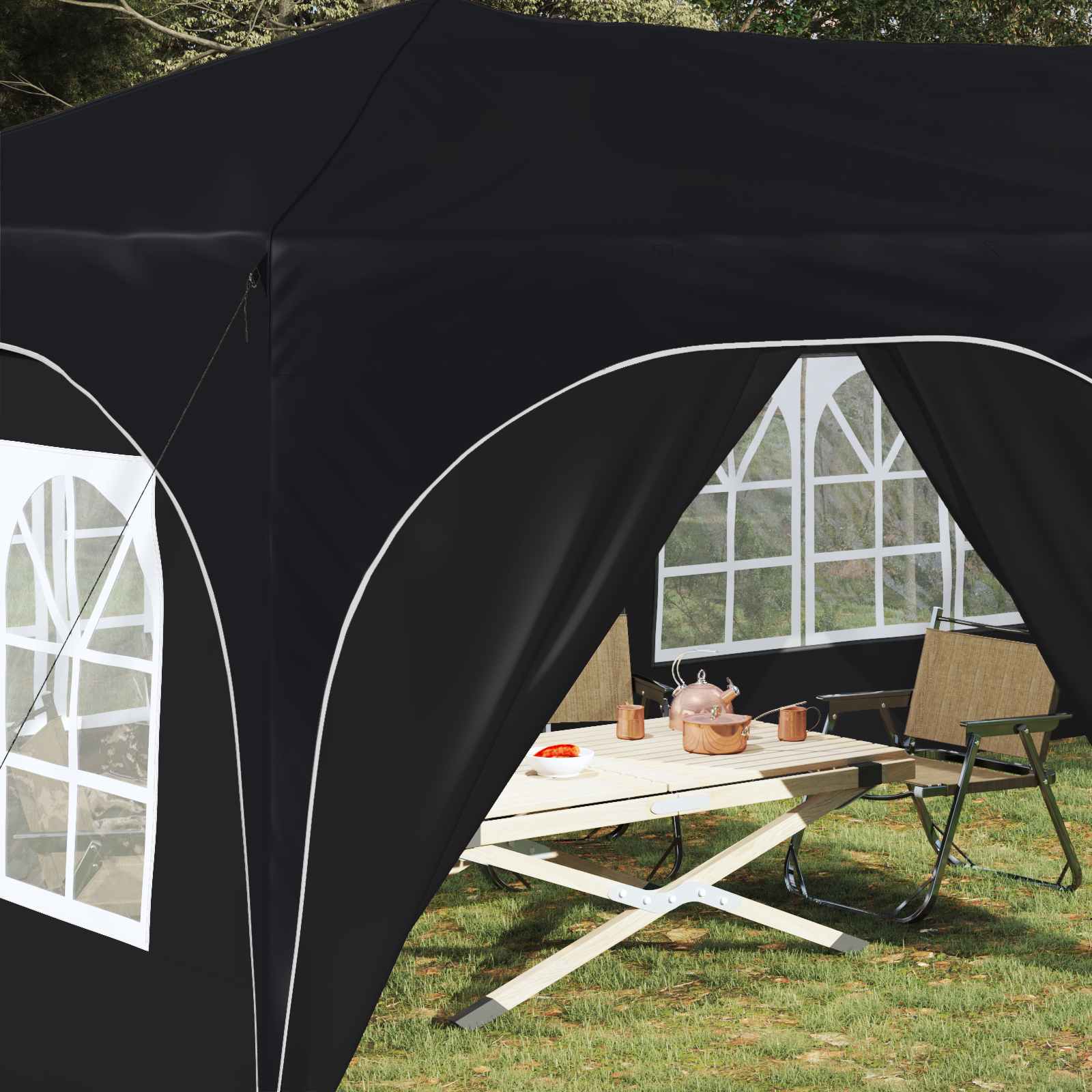 Pop-up Feesttent Antraciet 575 x 288 x 245 cm Oxford Stof is nu te koop bij PeponiXL, paradijselijk wonen!