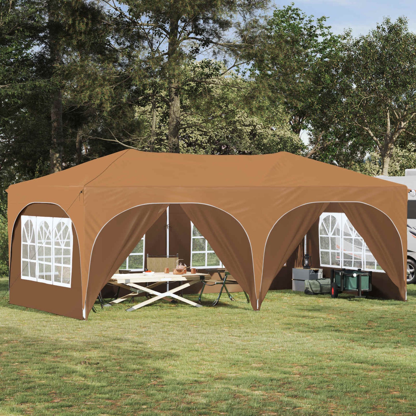 Pop-up Feesttent Beige 575 x 288 x 245 cm Oxford Stof is nu te koop bij PeponiXL, paradijselijk wonen!