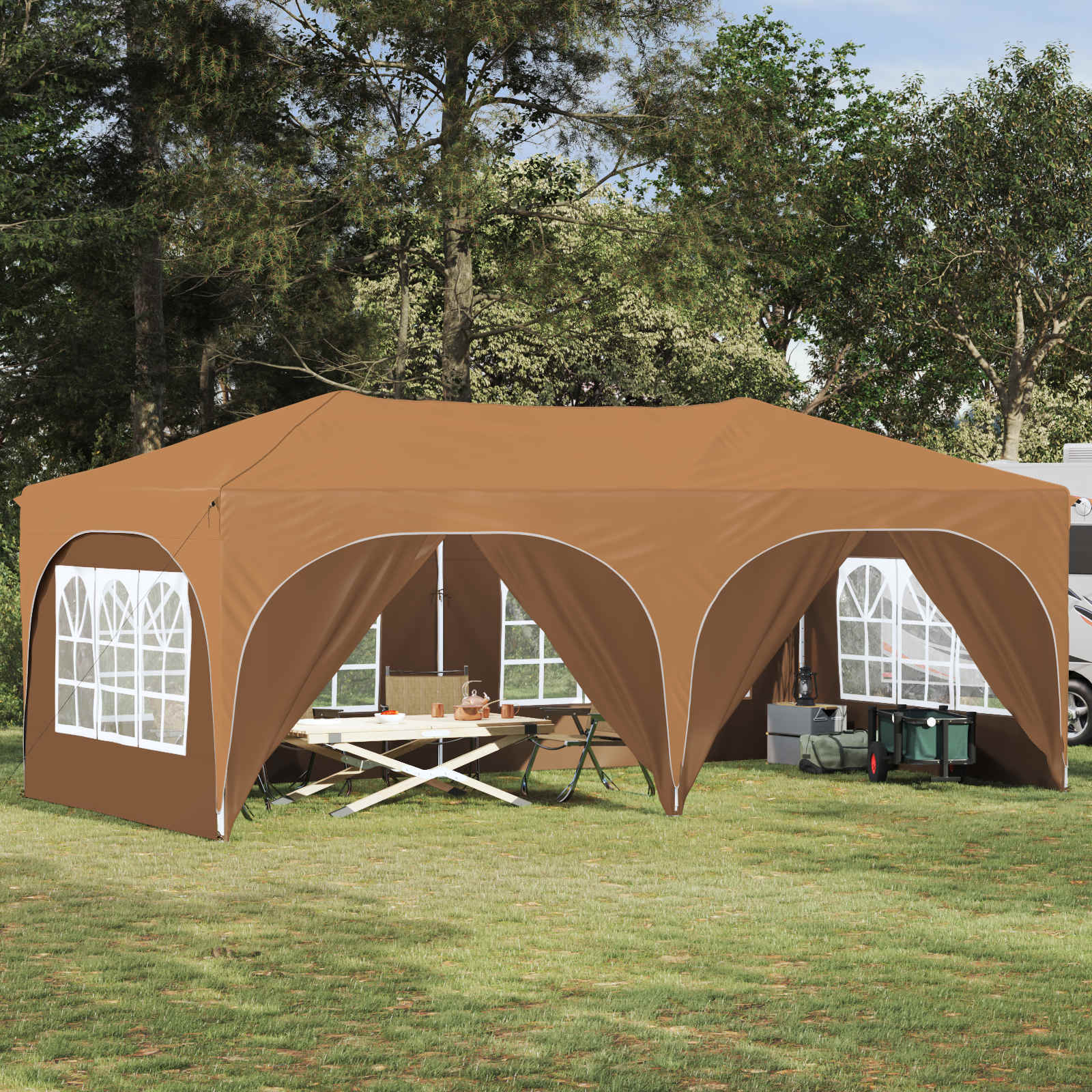 Pop-up Feesttent Beige 575 x 288 x 245 cm Oxford Stof is nu te koop bij PeponiXL, paradijselijk wonen!