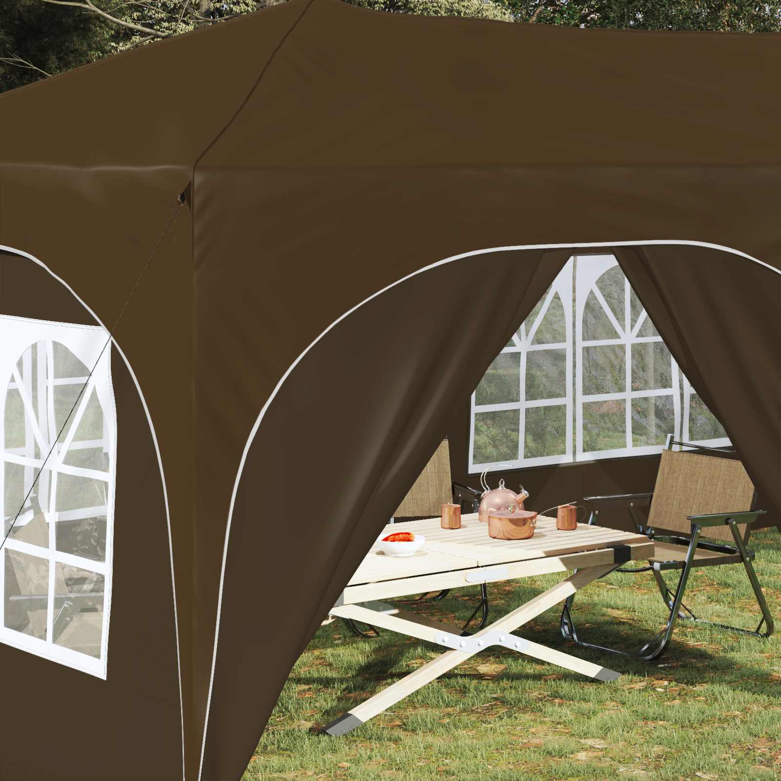 Pop-up Feesttent Taupe 575 x 288 x 245 cm Oxford Stof is nu te koop bij PeponiXL, paradijselijk wonen!