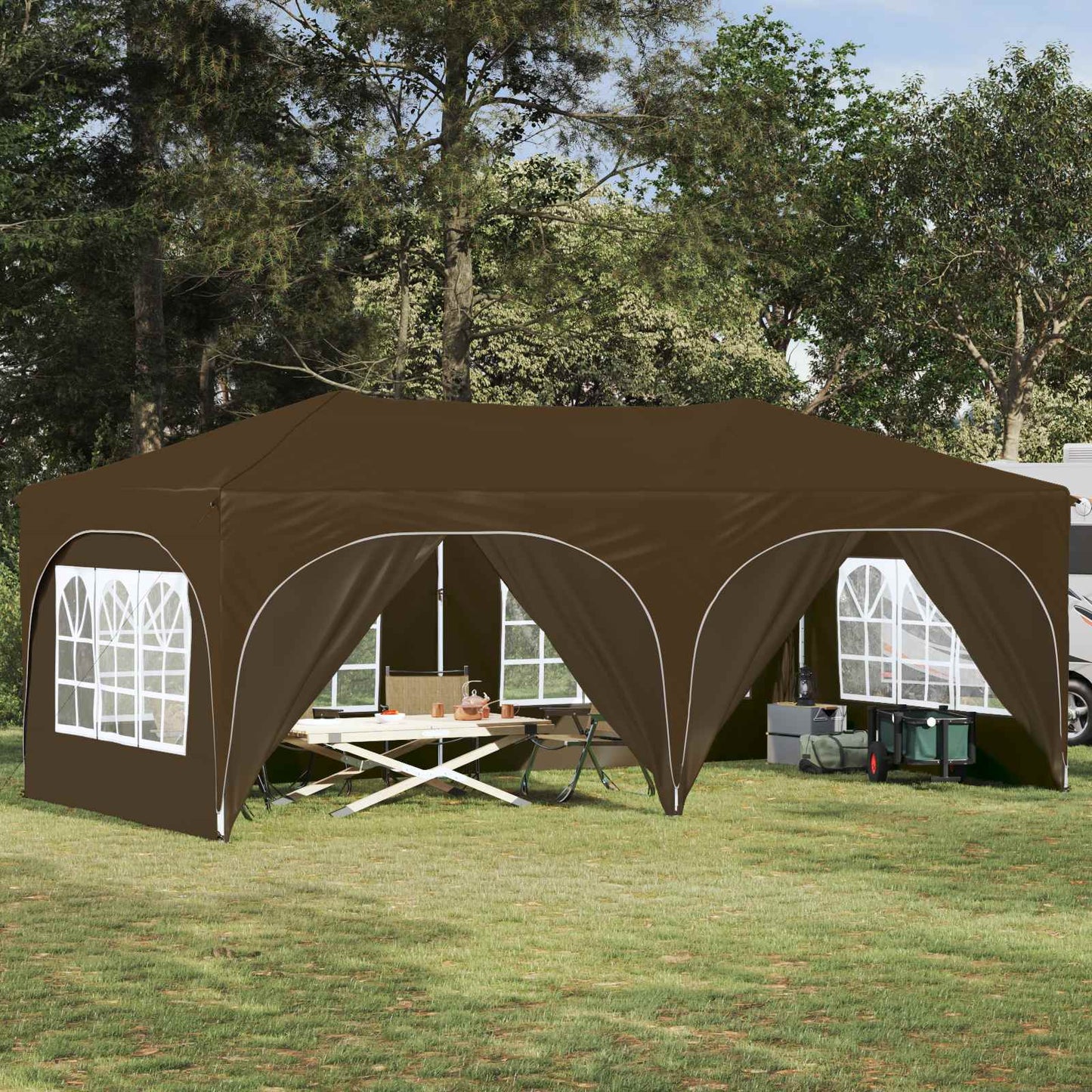 Pop-up Feesttent Taupe 575 x 288 x 245 cm Oxford Stof is nu te koop bij PeponiXL, paradijselijk wonen!