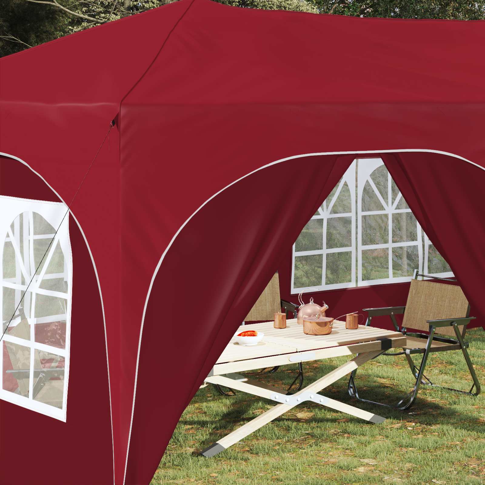 Pop-up Feesttent Bordeauxrood 575 x 288 x 245 cm Oxford Stof is nu te koop bij PeponiXL, paradijselijk wonen!