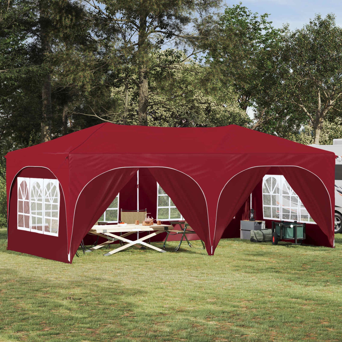 Pop-up Feesttent Bordeauxrood 575 x 288 x 245 cm Oxford Stof is nu te koop bij PeponiXL, paradijselijk wonen!