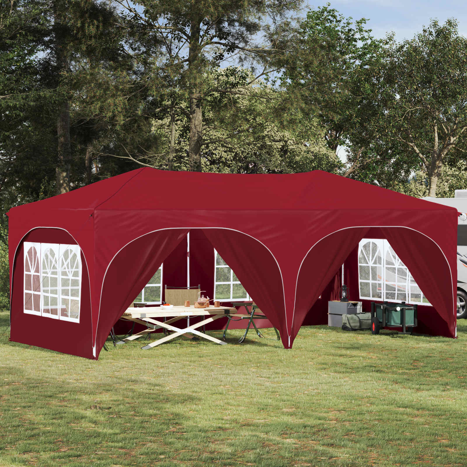 Pop-up Feesttent Bordeauxrood 575 x 288 x 245 cm Oxford Stof is nu te koop bij PeponiXL, paradijselijk wonen!