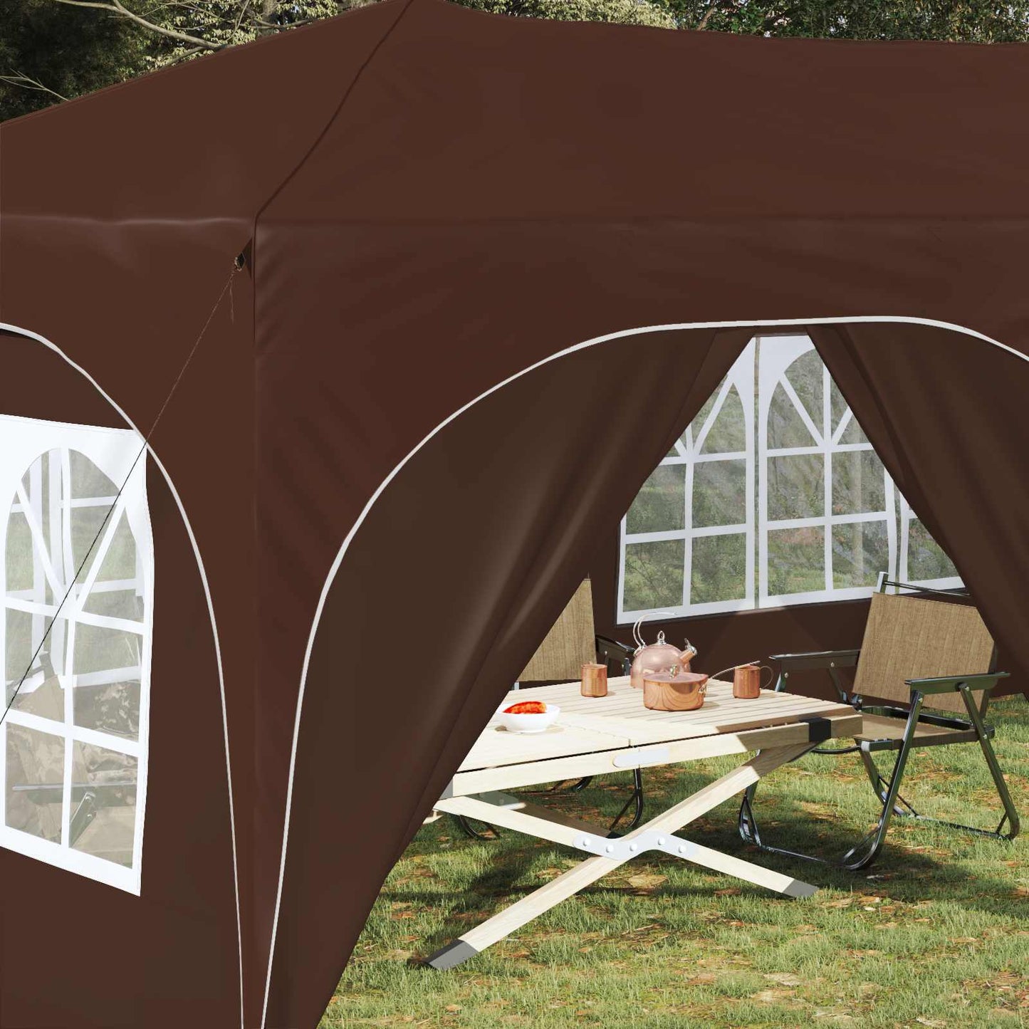 Pop-up Feesttent Bruin 575 x 288 x 245 cm Oxford Stof is nu te koop bij PeponiXL, paradijselijk wonen!