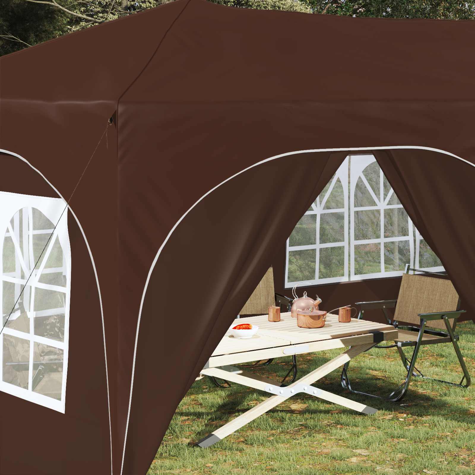 Pop-up Feesttent Bruin 575 x 288 x 245 cm Oxford Stof is nu te koop bij PeponiXL, paradijselijk wonen!