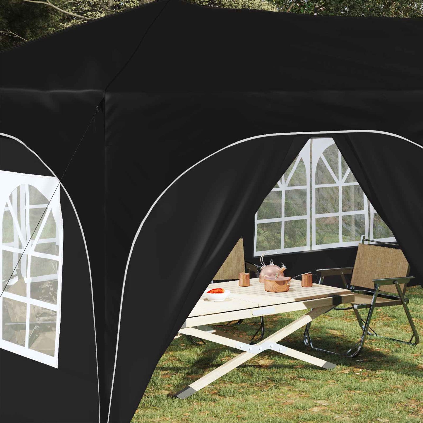 Pop-up Feesttent Zwart 575 x 288 x 245 cm Oxford Stof is nu te koop bij PeponiXL, paradijselijk wonen!