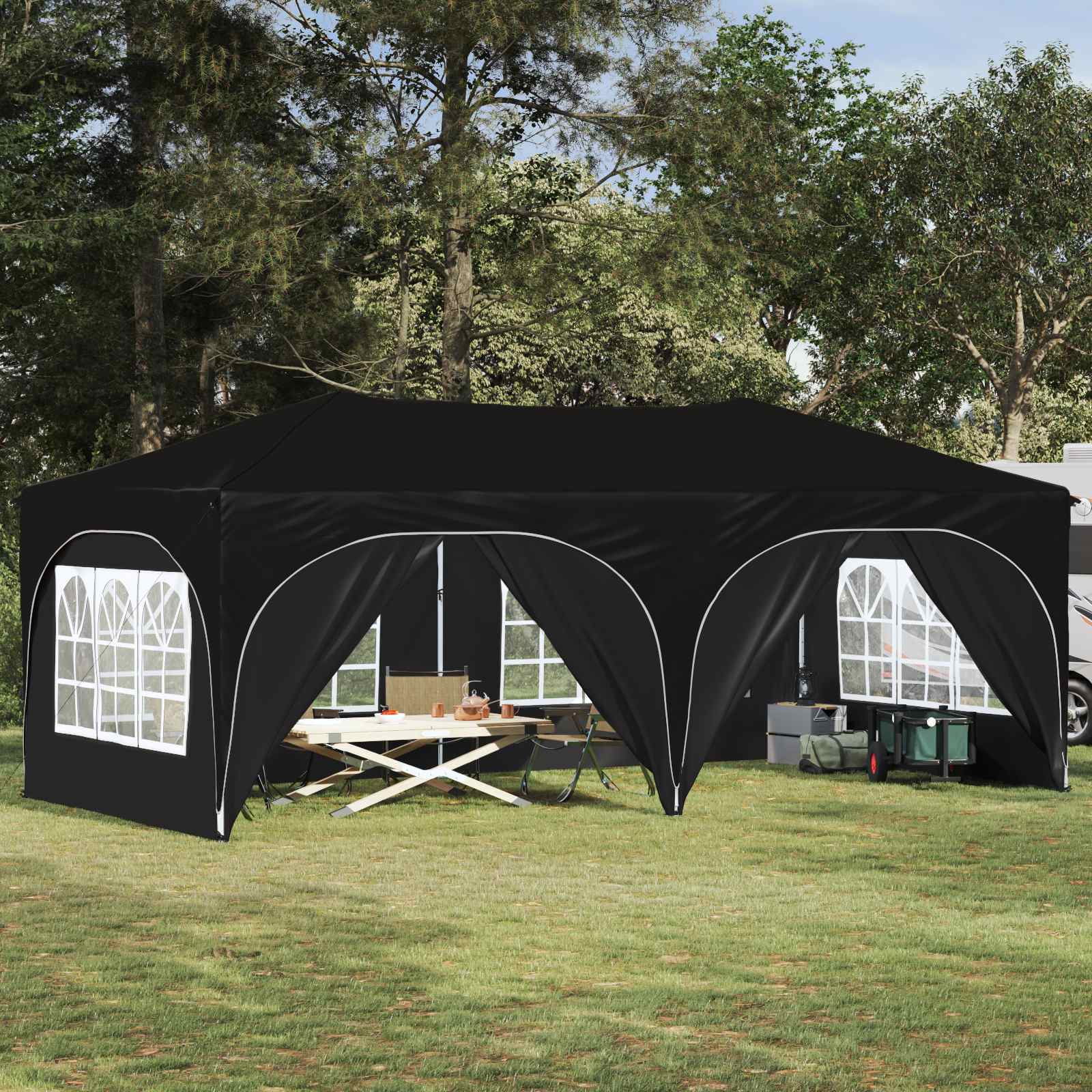 Pop-up Feesttent Zwart 575 x 288 x 245 cm Oxford Stof is nu te koop bij PeponiXL, paradijselijk wonen!