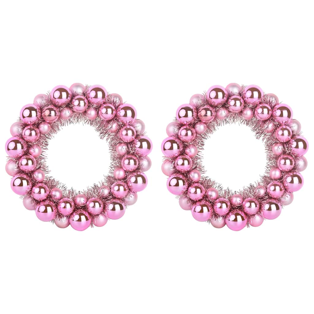 Kerstbal Kransen 2 pcs Roze 33 x 33 x 7 cm Polystyreen is nu te koop bij PeponiXL, paradijselijk wonen!