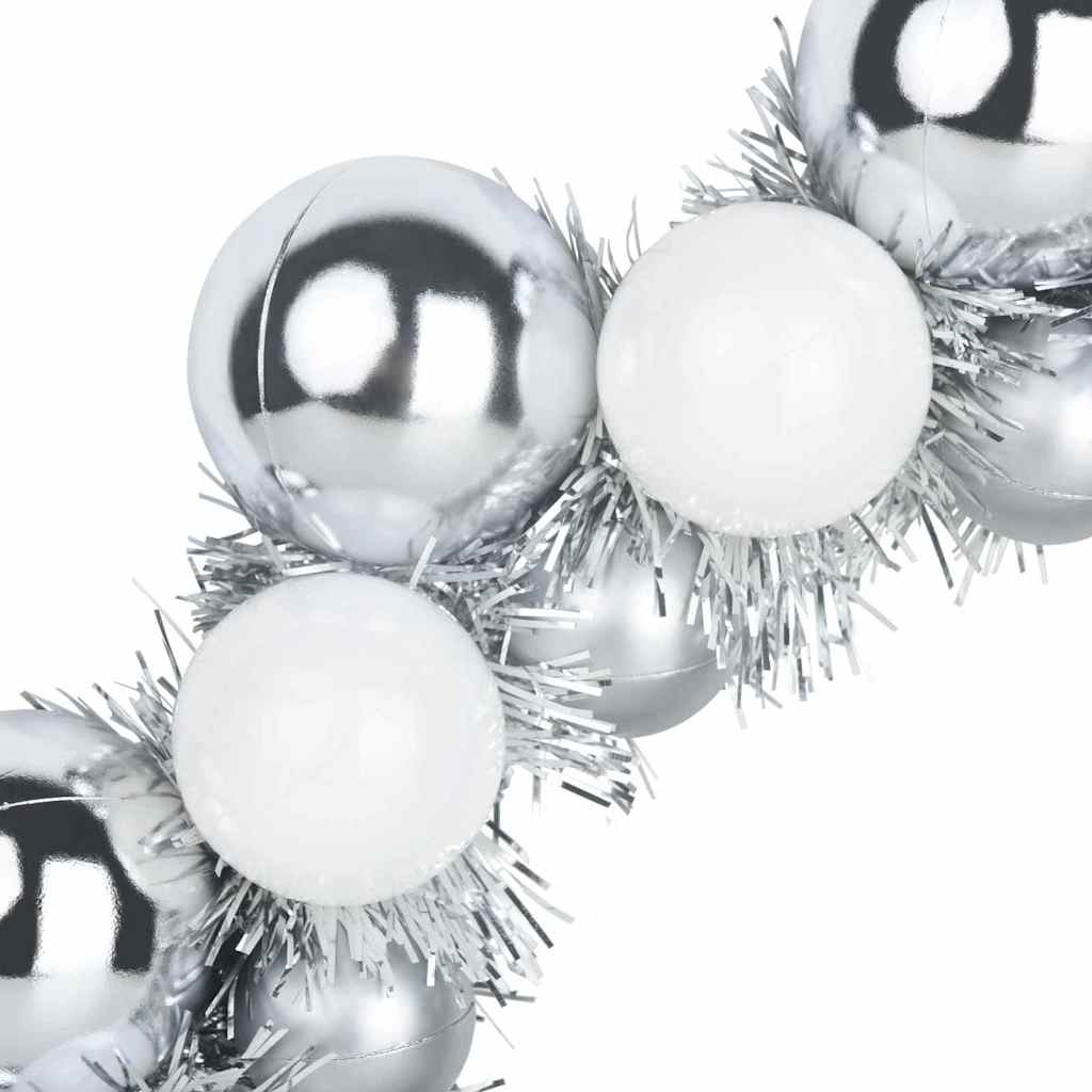 Kerstbal Kransen 2 pcs Wit en Zilver 33 x 33 x 7 cm Polystyreen is nu te koop bij PeponiXL, paradijselijk wonen!