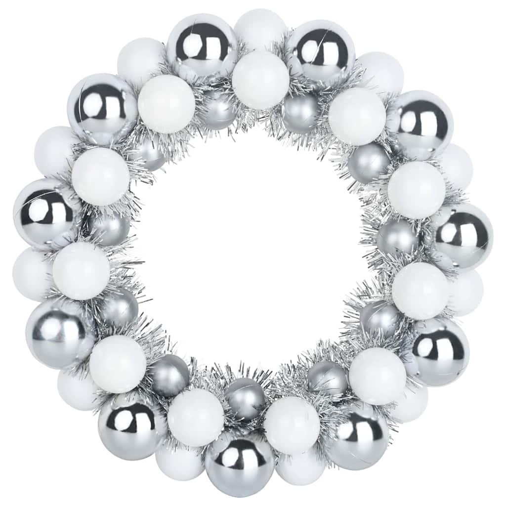 Kerstbal Kransen 2 pcs Wit en Zilver 33 x 33 x 7 cm Polystyreen is nu te koop bij PeponiXL, paradijselijk wonen!