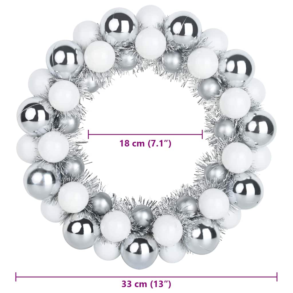 Kerstbal Kransen 2 pcs Wit en Zilver 33 x 33 x 7 cm Polystyreen is nu te koop bij PeponiXL, paradijselijk wonen!