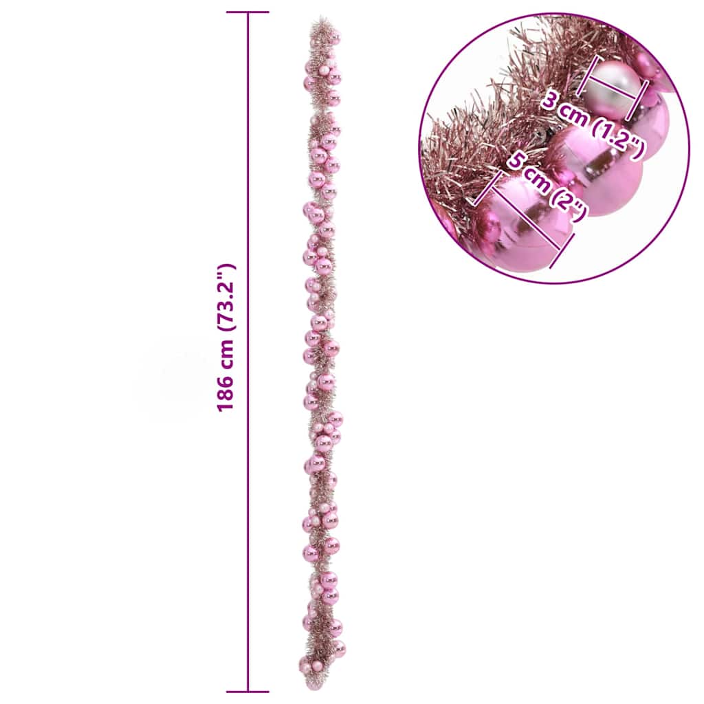 Kerstbal Guirlande Roze 186 cm Polystyreen is nu te koop bij PeponiXL, paradijselijk wonen!