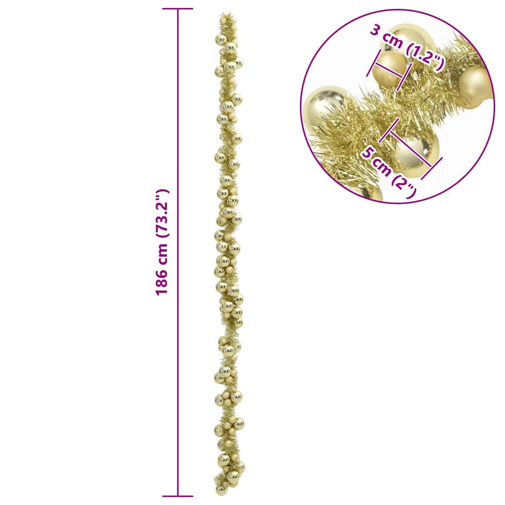Kerstbal Guirlande Goud 186 cm Polystyreen is nu te koop bij PeponiXL, paradijselijk wonen!