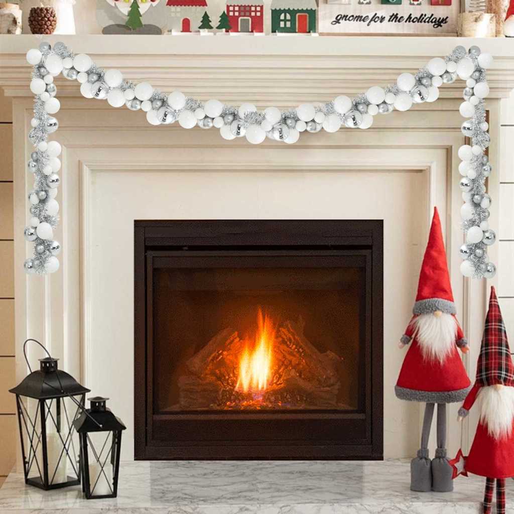 Kerstbal Guirlande Wit en Zilver 186 cm Polystyreen is nu te koop bij PeponiXL, paradijselijk wonen!