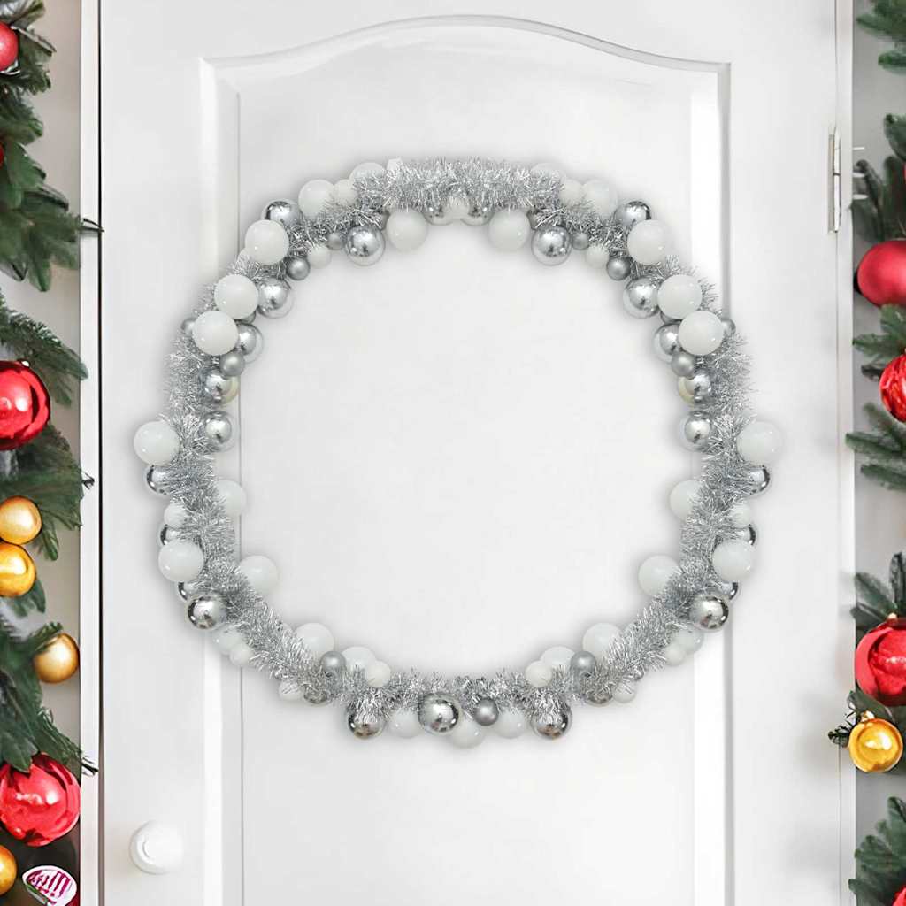 Kerstbal Guirlande Wit en Zilver 186 cm Polystyreen is nu te koop bij PeponiXL, paradijselijk wonen!