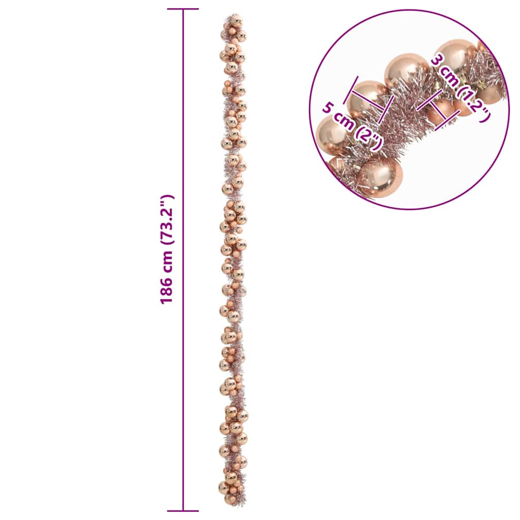 Kerstbal Guirlande Rose Gold 186 cm Polystyreen is nu te koop bij PeponiXL, paradijselijk wonen!