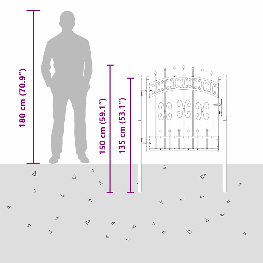 Hekpoort met Spear Boven met slot Grijs 103 x 100 cm Staal is nu te koop bij PeponiXL, paradijselijk wonen!