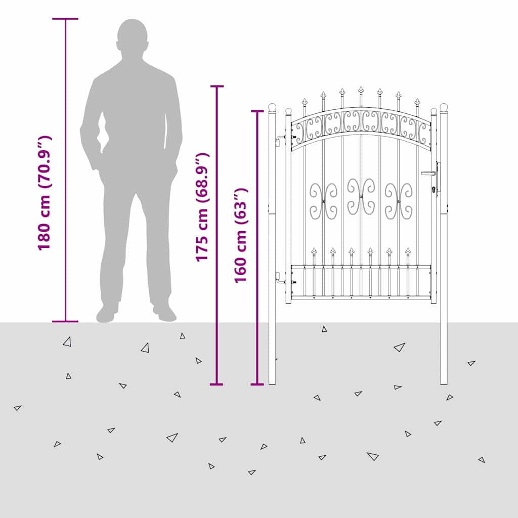 Hekpoort met Spear Boven met slot Grijs 103 x 175 cm Staal is nu te koop bij PeponiXL, paradijselijk wonen!