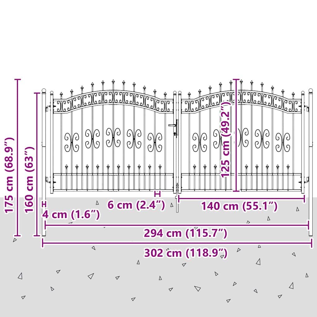 Hekpoort met Spear Boven KAMPEN 305 x 125 cm Staal Grijs is nu te koop bij PeponiXL, paradijselijk wonen!