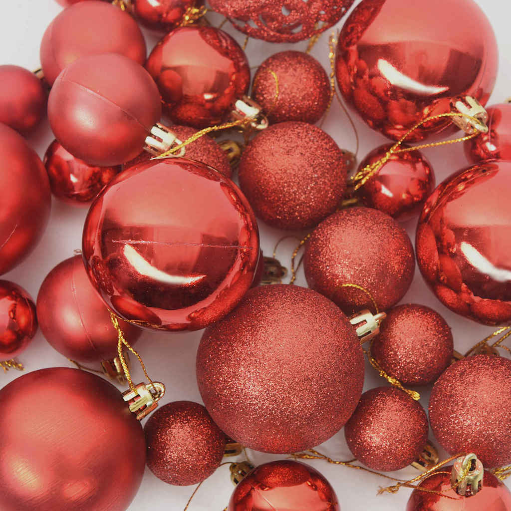 Kerstbal Set met 150 LED 61 pcs Rood Kunststof is nu te koop bij PeponiXL, paradijselijk wonen!