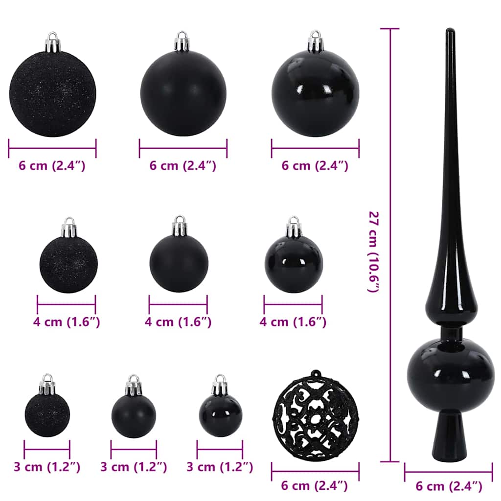 Kerstbal Set met 150 LED 61 pcs Zwart Kunststof is nu te koop bij PeponiXL, paradijselijk wonen!