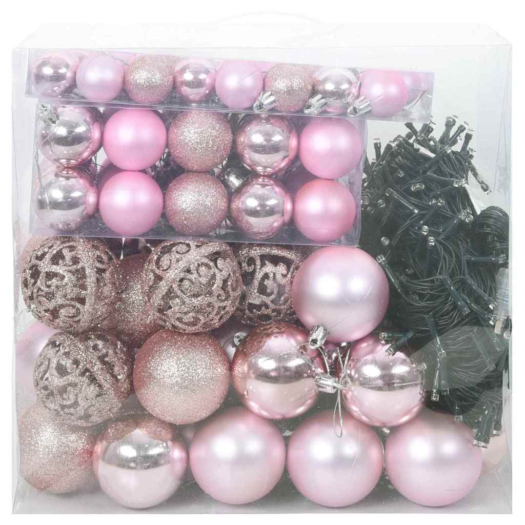 Kerstbal Set met 300 LED 120 pcs Roze Kunststof is nu te koop bij PeponiXL, paradijselijk wonen!