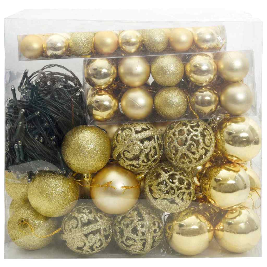 Kerstbal Set met 300 LED 120 pcs Goud Kunststof is nu te koop bij PeponiXL, paradijselijk wonen!