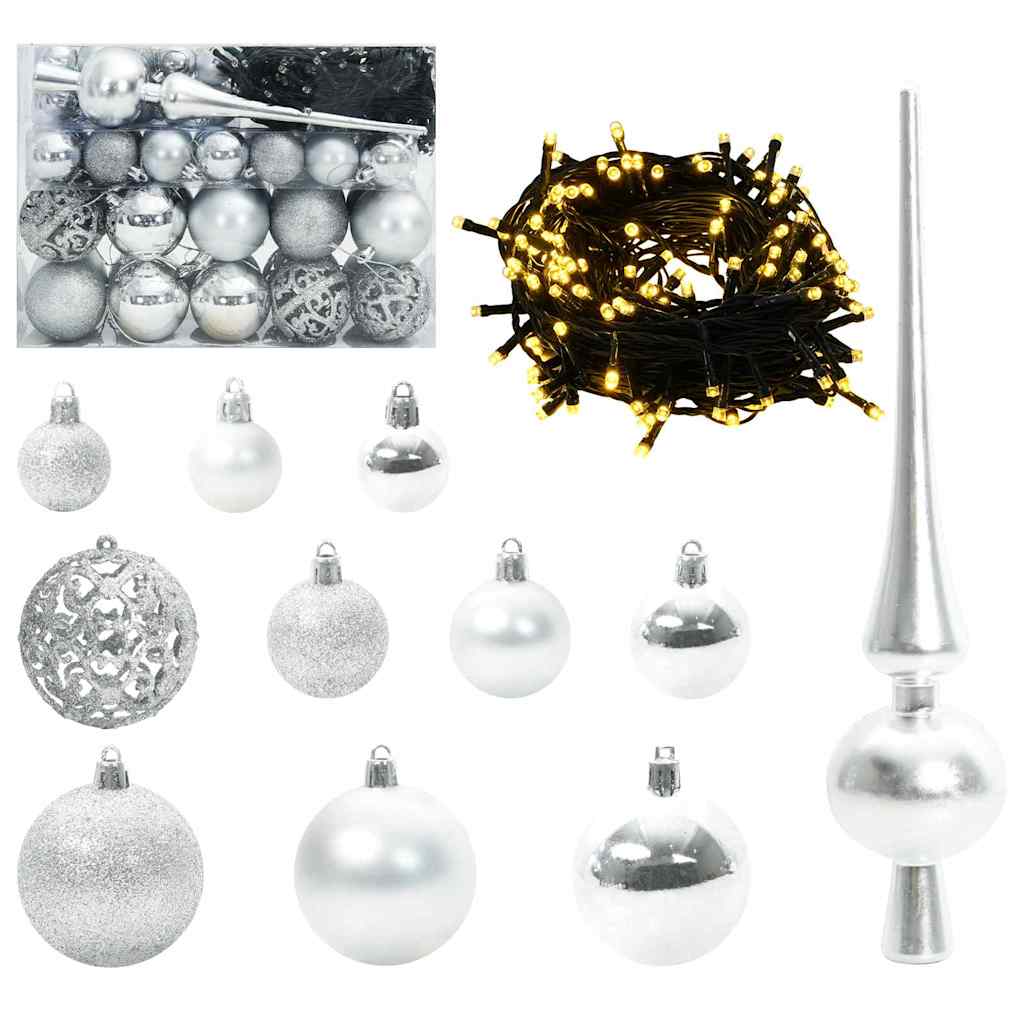 Kerstbal Set met 150 LED 61 pcs Zilver Kunststof is nu te koop bij PeponiXL, paradijselijk wonen!