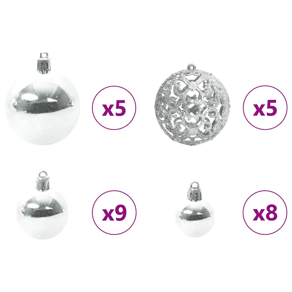 Kerstbal Set met 150 LED 61 pcs Zilver Kunststof is nu te koop bij PeponiXL, paradijselijk wonen!