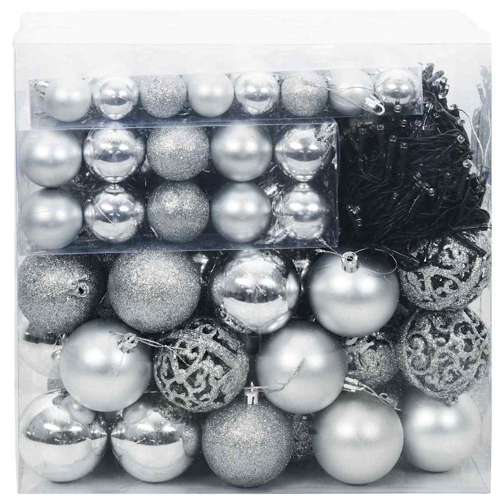 Kerstbal Set met 300 LED 120 pcs Zilver Kunststof is nu te koop bij PeponiXL, paradijselijk wonen!