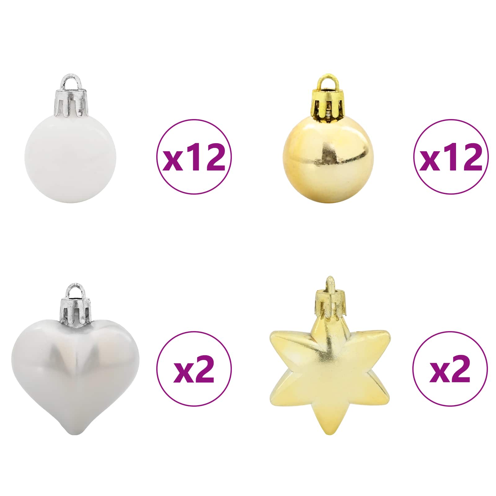 Kerstbal Set 40 pcs Wit en Goud Kunststof is nu te koop bij PeponiXL, paradijselijk wonen!