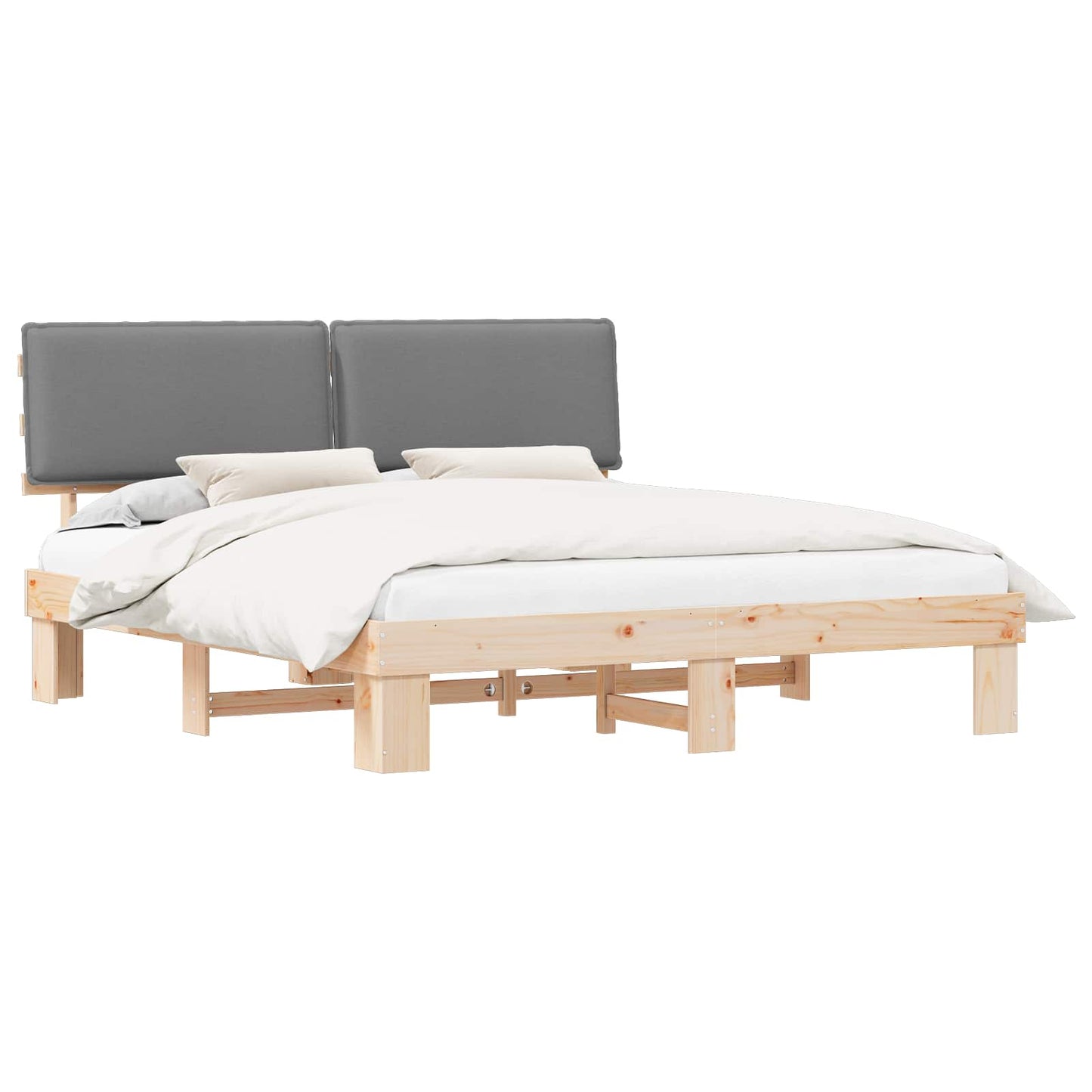 Bedframe met Gevoerd Hoofdgedeelte Lichtgrijs 200 x 200 cm is nu te koop bij PeponiXL, paradijselijk wonen!