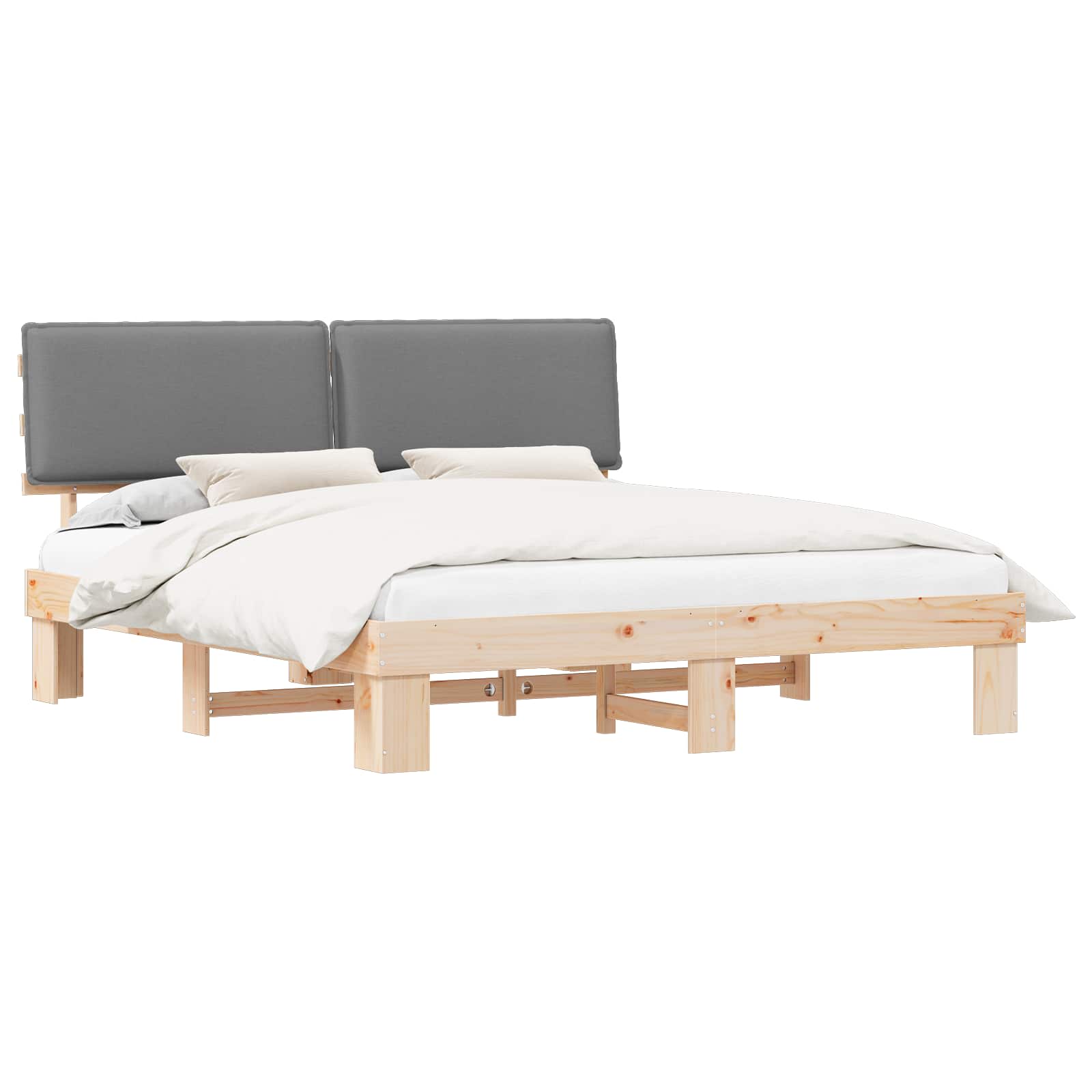 Bedframe met Gevoerd Hoofdgedeelte Lichtgrijs 200 x 200 cm is nu te koop bij PeponiXL, paradijselijk wonen!