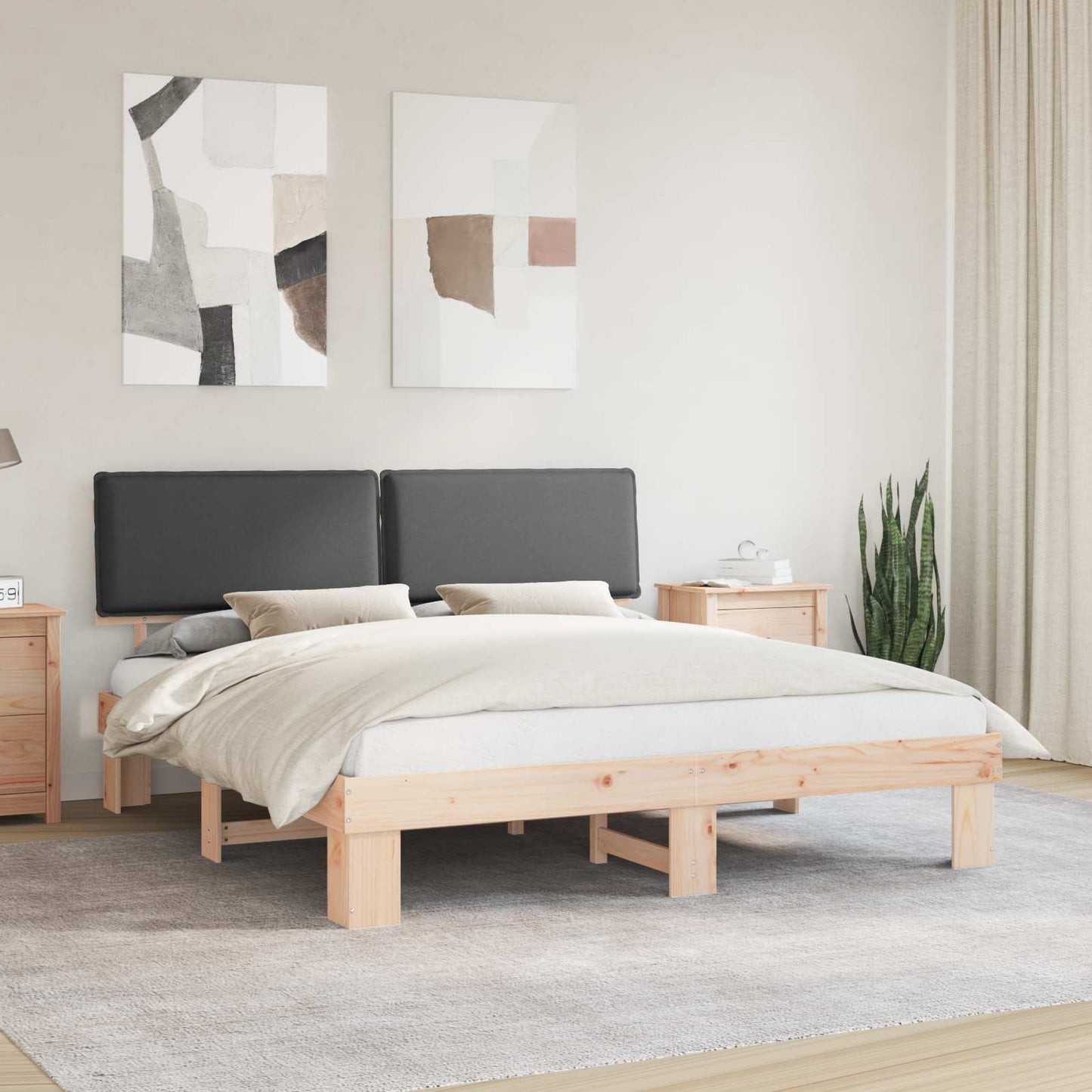 Bedframe met Gevoerd Hoofdgedeelte Donkergrijs 200 x 200 cm is nu te koop bij PeponiXL, paradijselijk wonen!