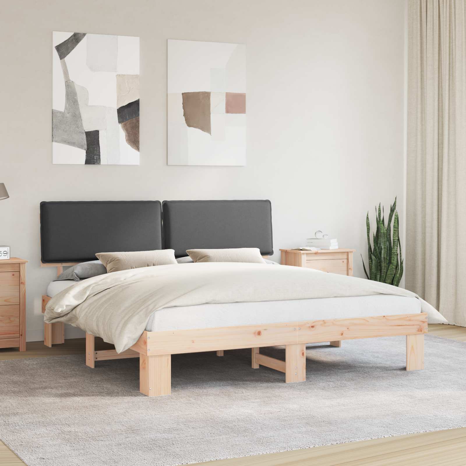 Bedframe met Gevoerd Hoofdgedeelte Donkergrijs 200 x 200 cm is nu te koop bij PeponiXL, paradijselijk wonen!