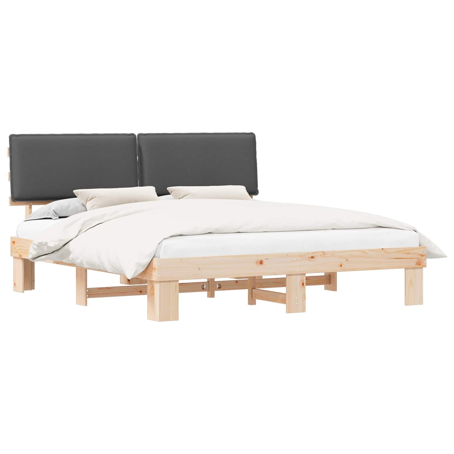 Bedframe met Gevoerd Hoofdgedeelte Donkergrijs 200 x 200 cm is nu te koop bij PeponiXL, paradijselijk wonen!