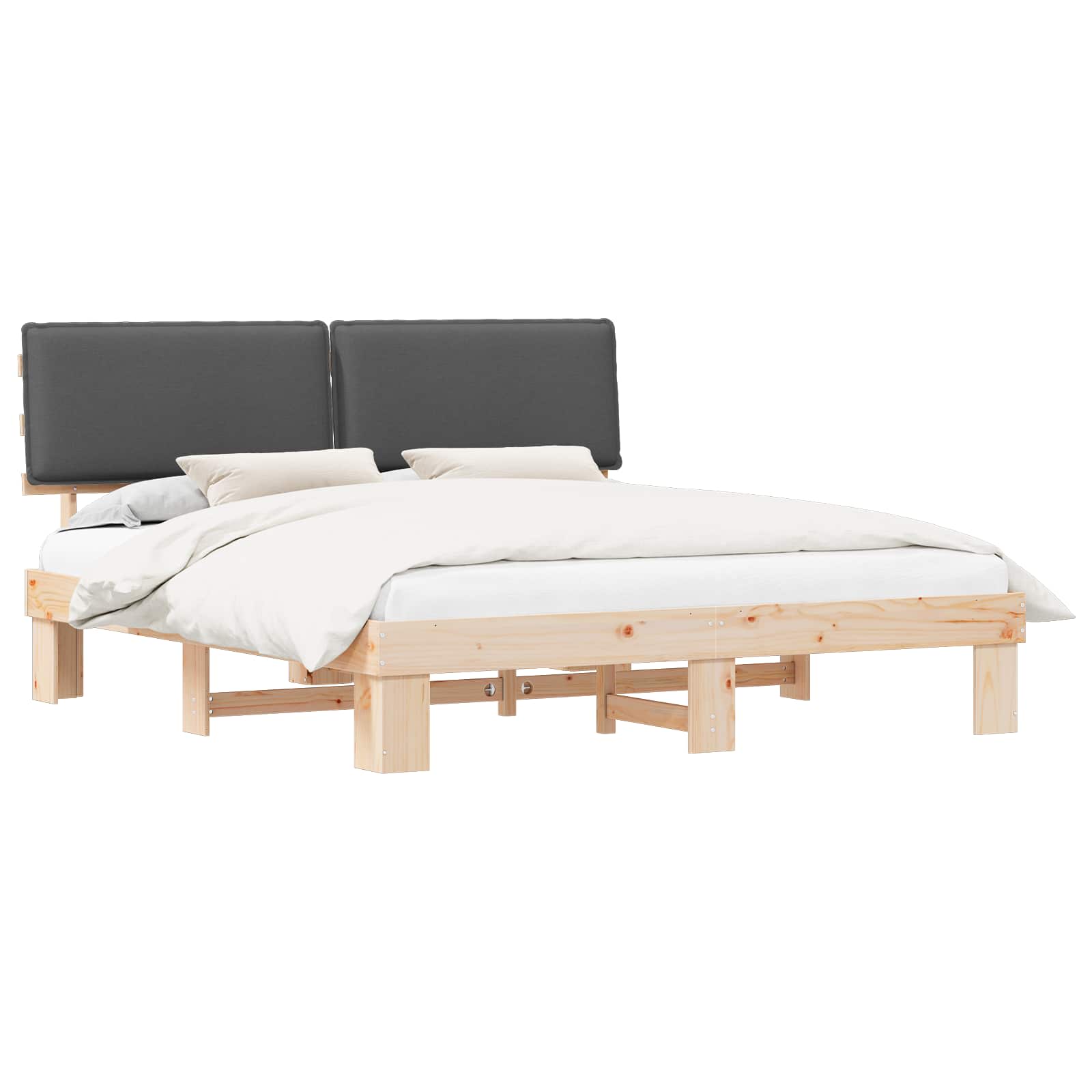 Bedframe met Gevoerd Hoofdgedeelte Donkergrijs 200 x 200 cm is nu te koop bij PeponiXL, paradijselijk wonen!