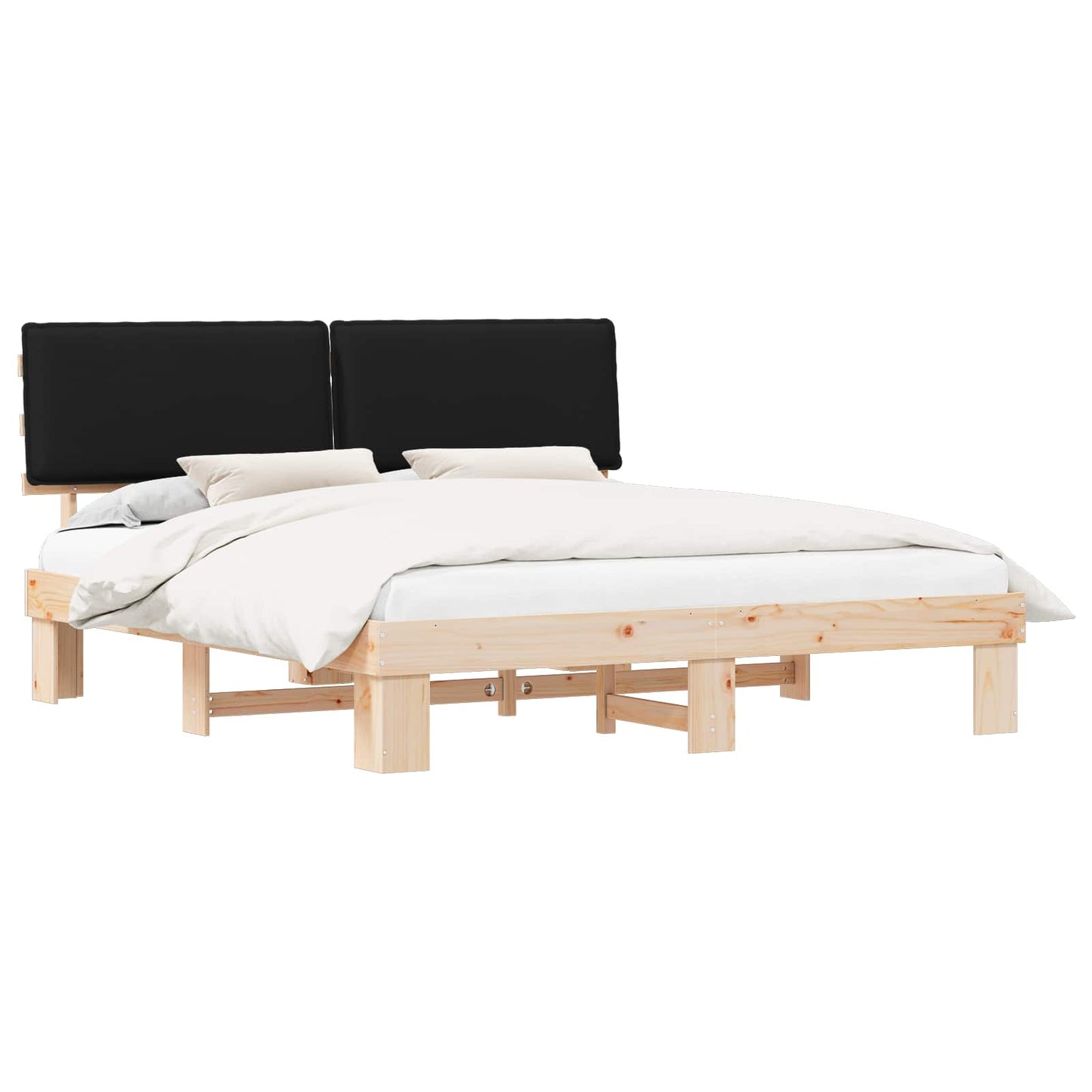 Bedframe met Gevoerd Hoofdgedeelte Zwart 200 x 200 cm is nu te koop bij PeponiXL, paradijselijk wonen!