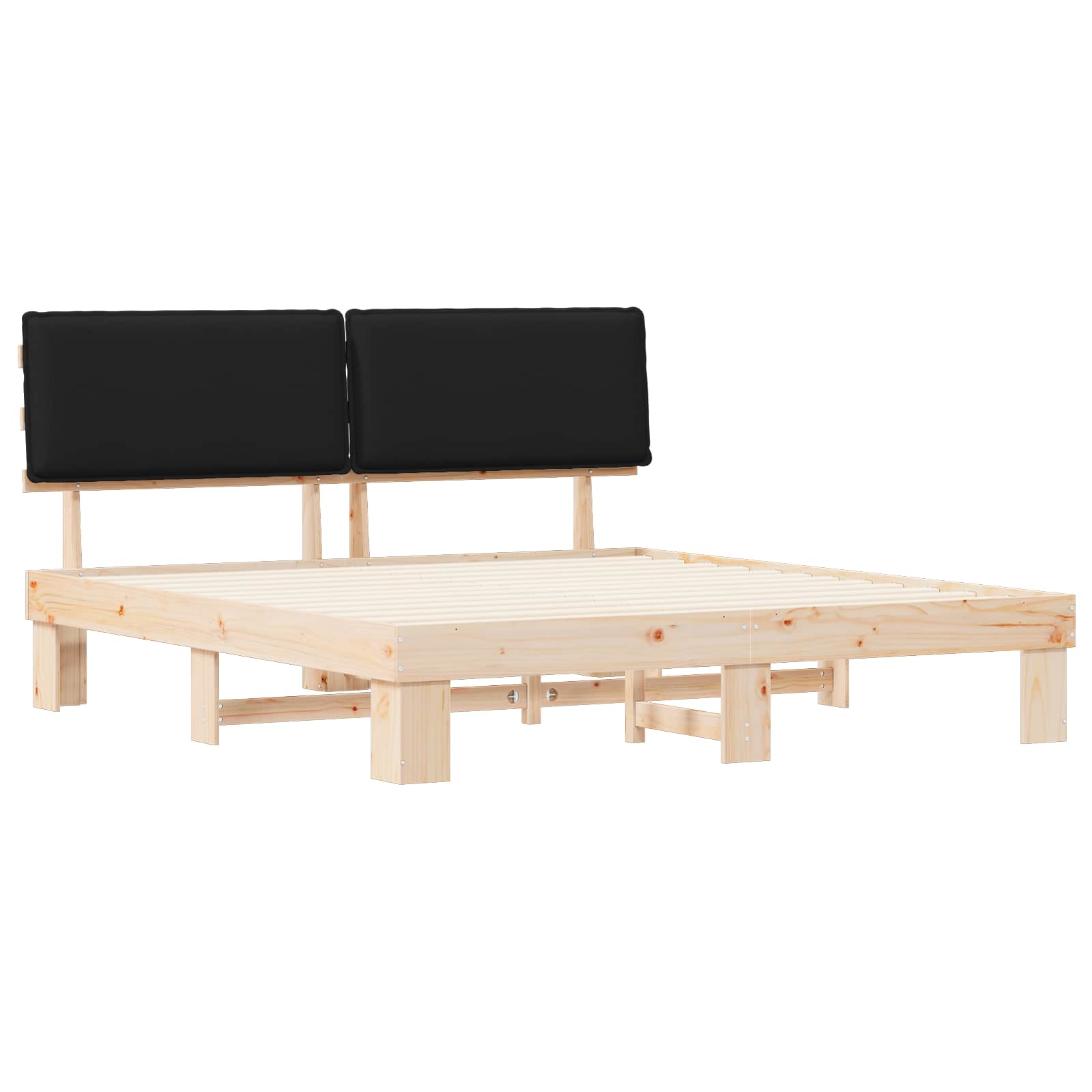 Bedframe met Gevoerd Hoofdgedeelte Zwart 200 x 200 cm is nu te koop bij PeponiXL, paradijselijk wonen!