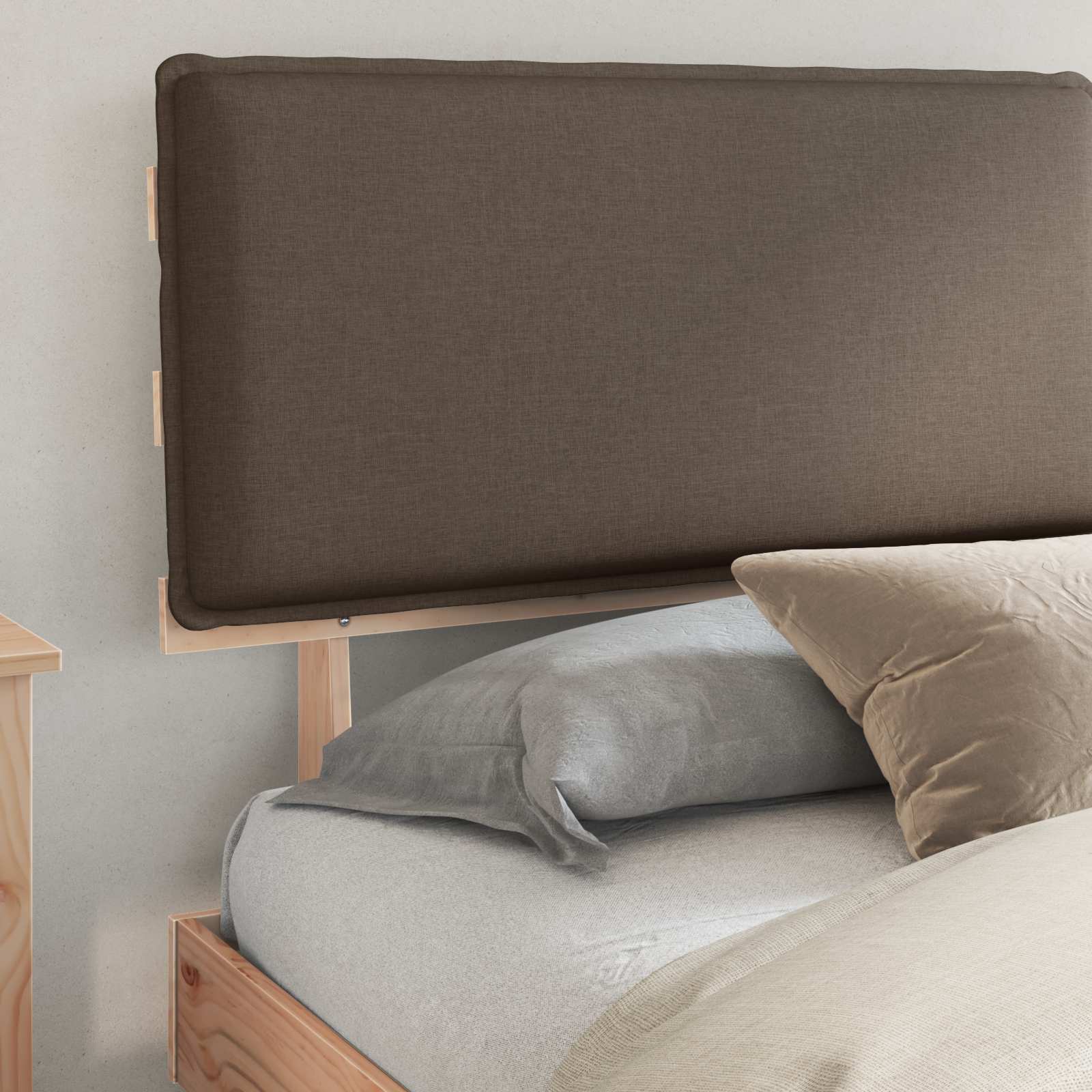 Bedframe met Gevoerd Hoofdgedeelte Taupe 200 x 200 cm is nu te koop bij PeponiXL, paradijselijk wonen!