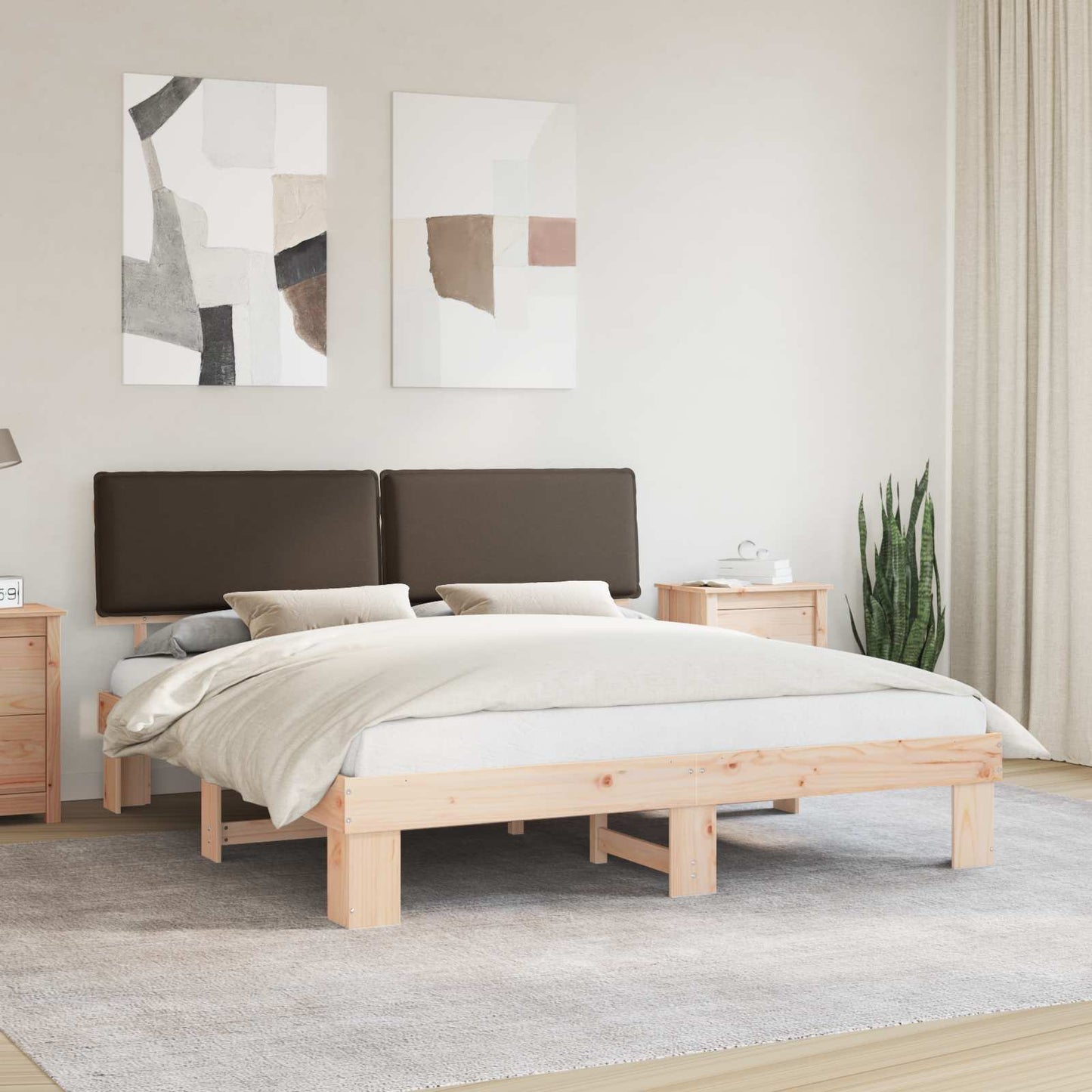 Bedframe met Gevoerd Hoofdgedeelte Taupe 200 x 200 cm is nu te koop bij PeponiXL, paradijselijk wonen!