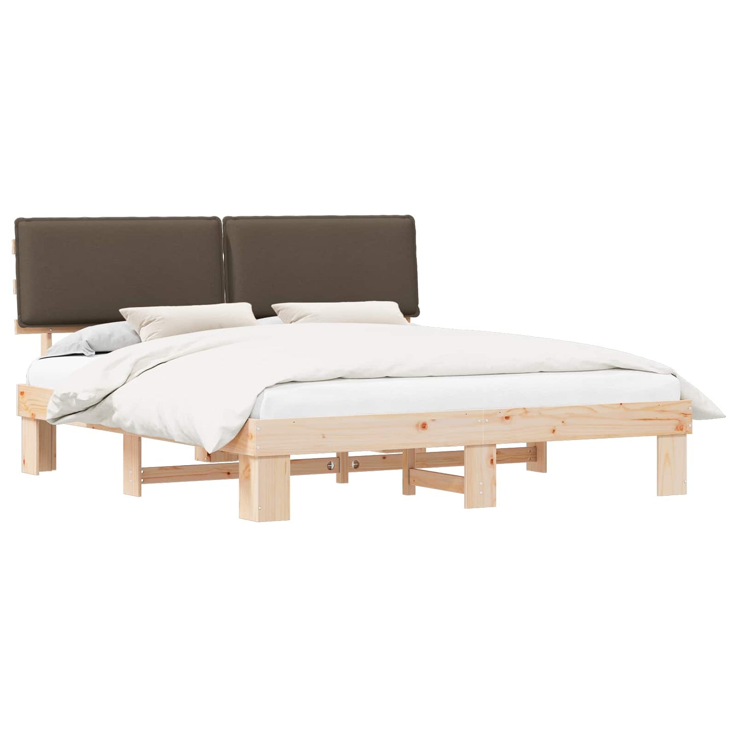 Bedframe met Gevoerd Hoofdgedeelte Taupe 200 x 200 cm is nu te koop bij PeponiXL, paradijselijk wonen!
