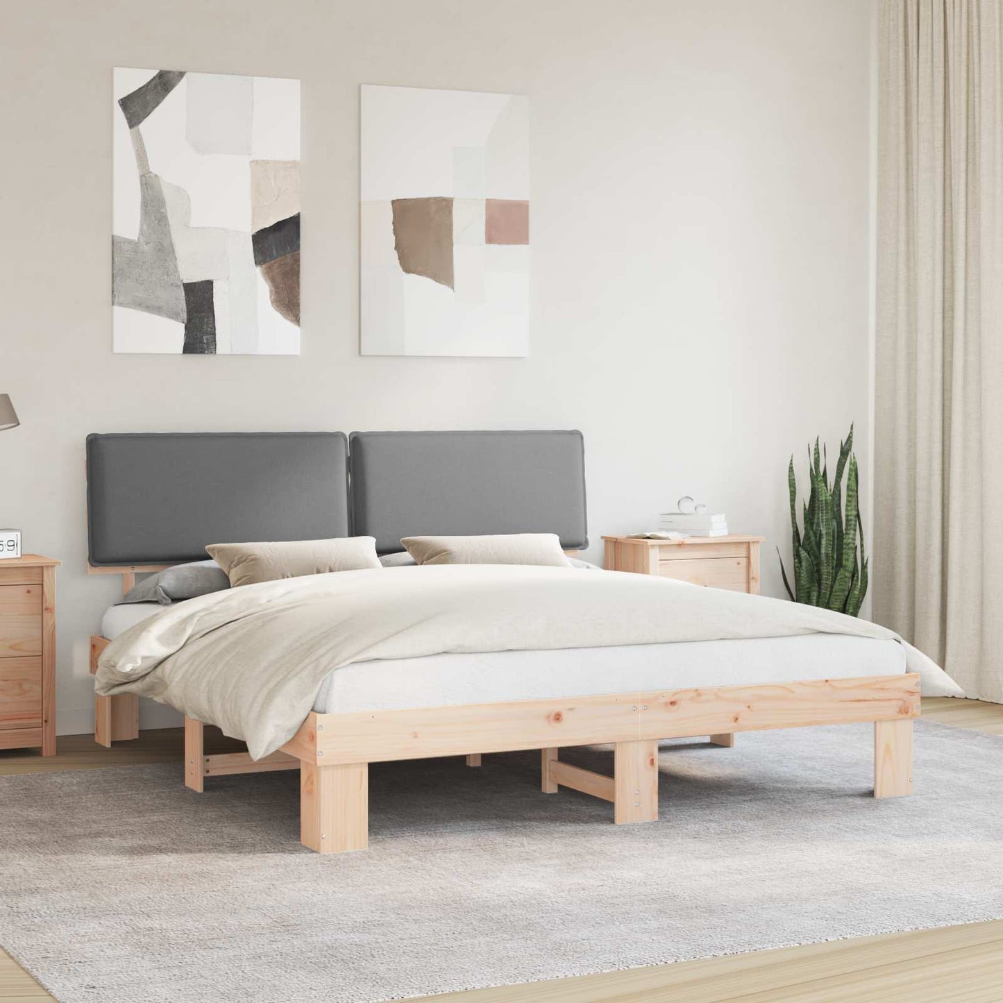 Bedframe met Gevoerd Hoofdgedeelte Lichtgrijs 180 x 200 cm is nu te koop bij PeponiXL, paradijselijk wonen!
